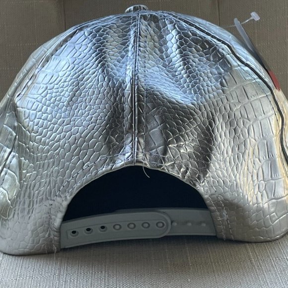 Men Hat Fashion Sport Cap Faux Leather Silver Tone Hat adjsutable - Picture 7 of 11